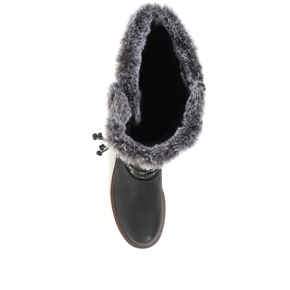 Fleece Lined Buckle Detail Boots - WBINS36130 / 323 115 - Black - Image 5