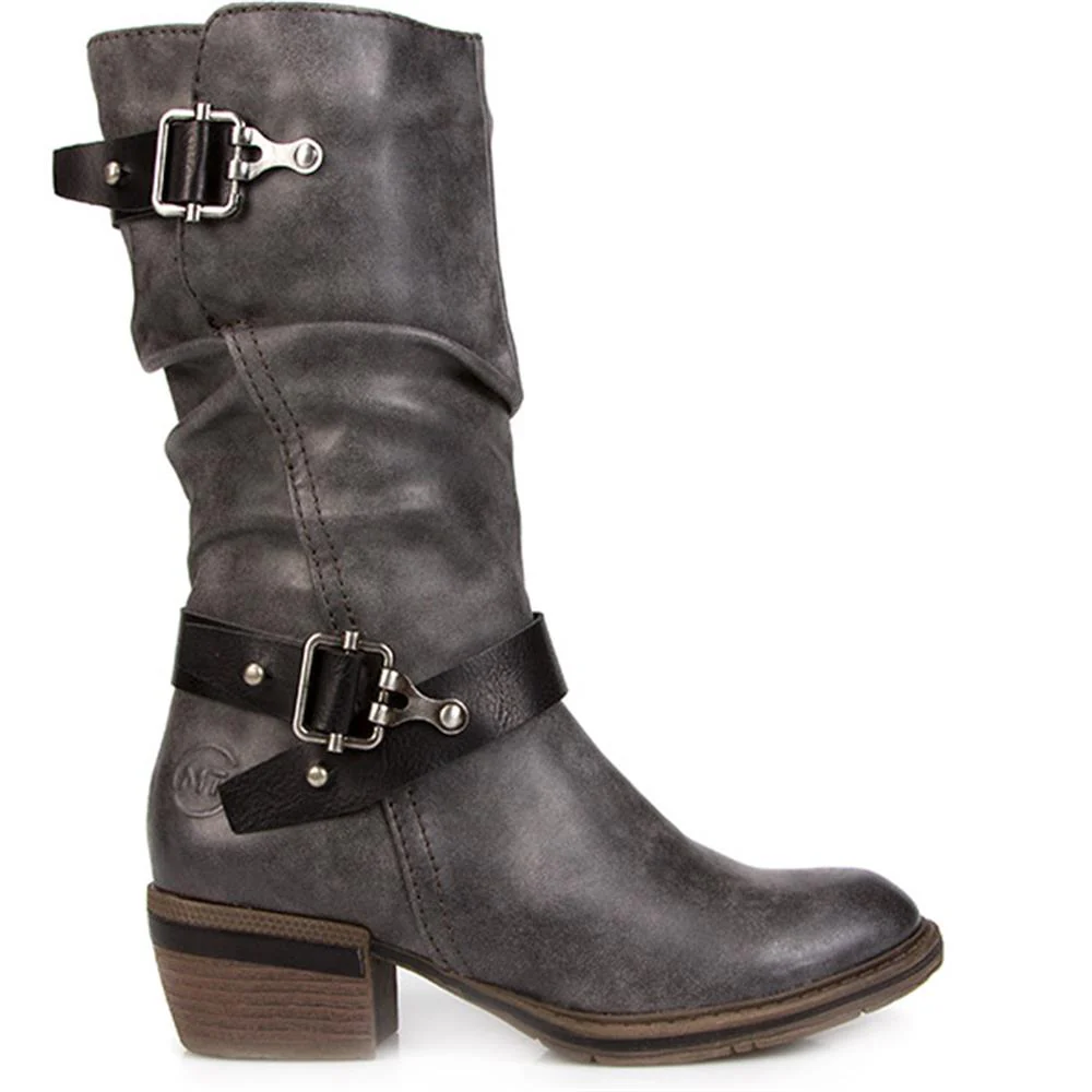 Fleece Lined Calf Length Boot - WEN26527 / 310 657 - Grey - Image 2