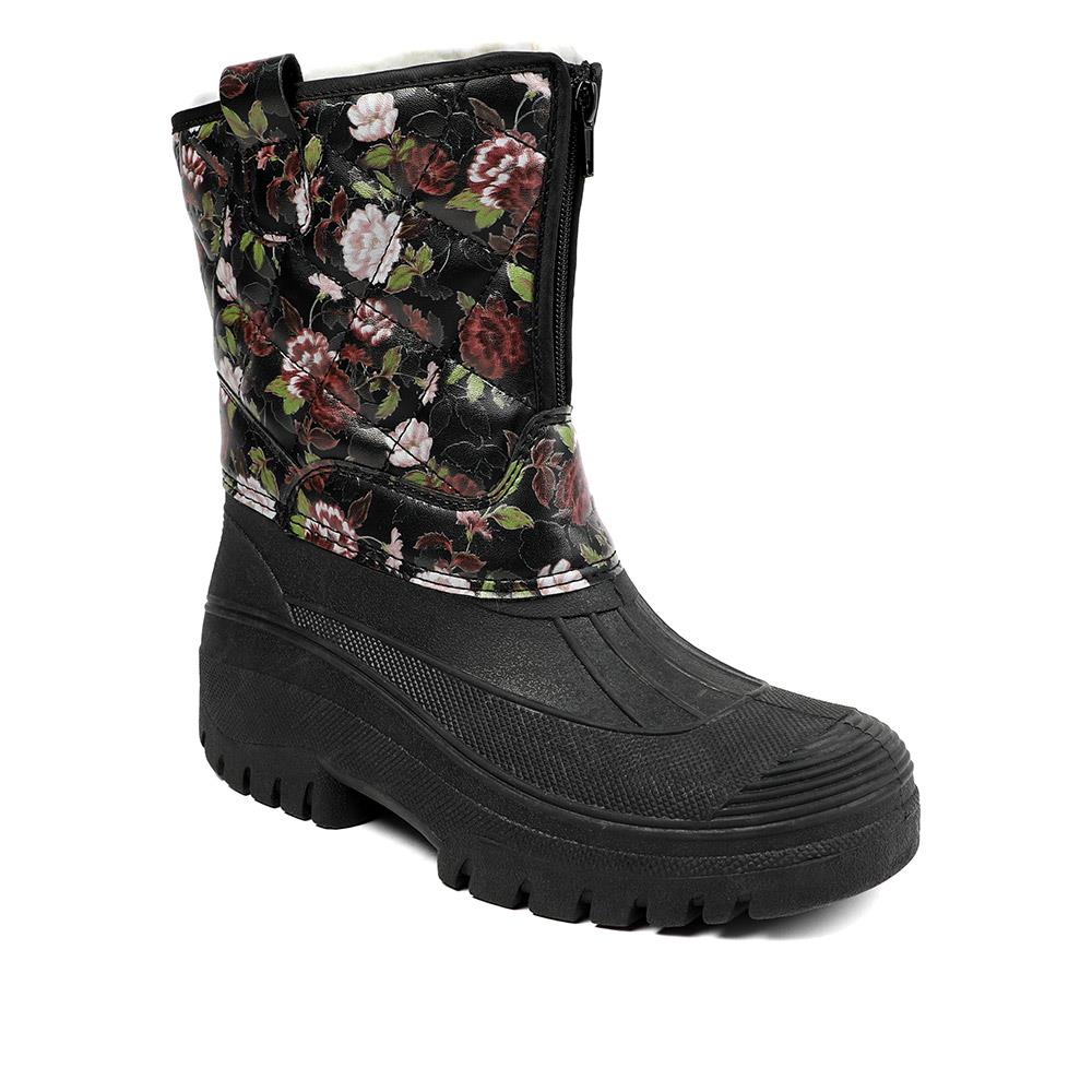 Fleece-Lined Snow Boots - SHINN40001 / 326 402 - Black Rose Floral