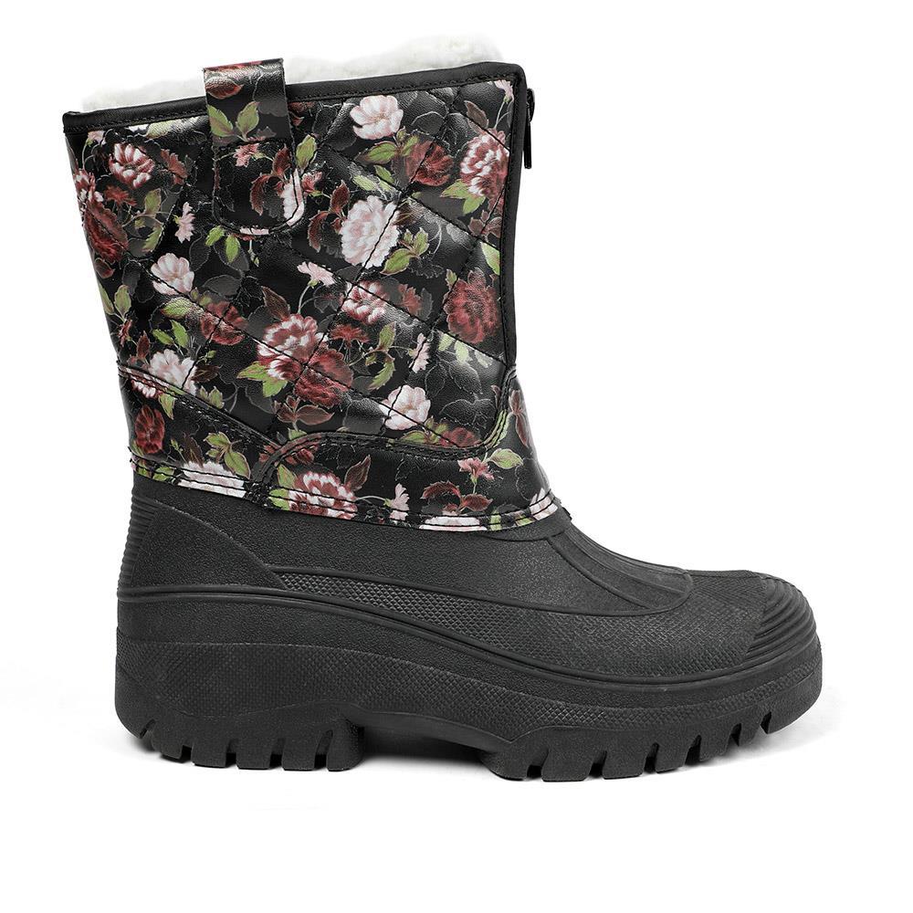 Fleece-Lined Snow Boots - SHINN40001 / 326 402 - Black Rose Floral - Image 2