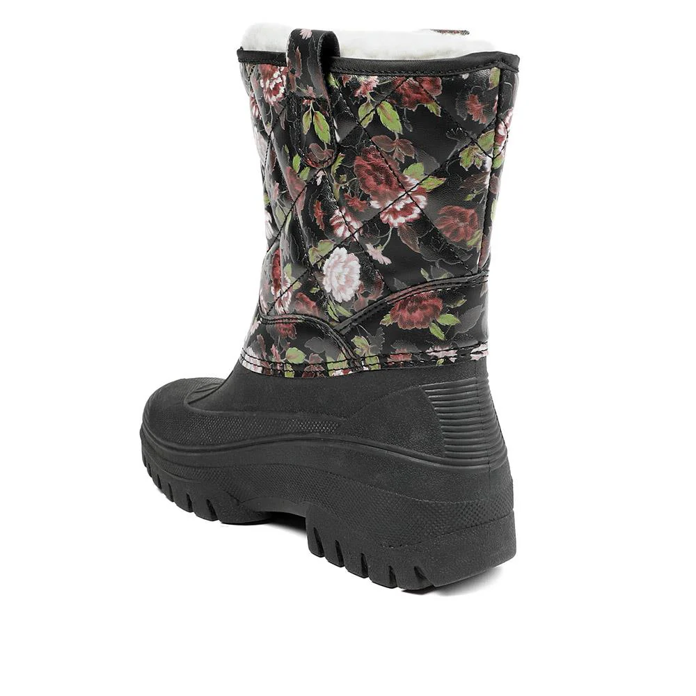 Fleece-Lined Snow Boots - SHINN40001 / 326 402 - Black Rose Floral - Image 3