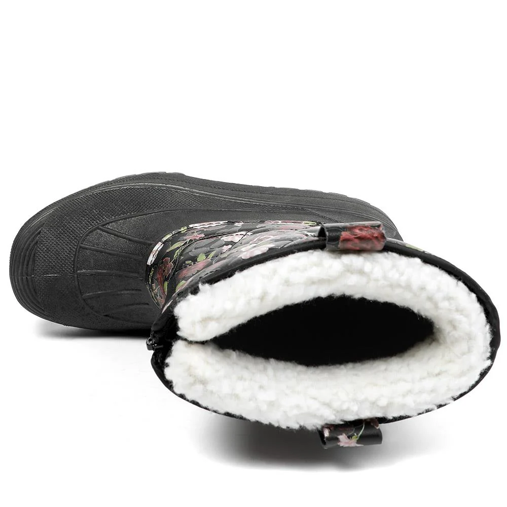 Fleece-Lined Snow Boots - SHINN40001 / 326 402 - Black Rose Floral - Image 4