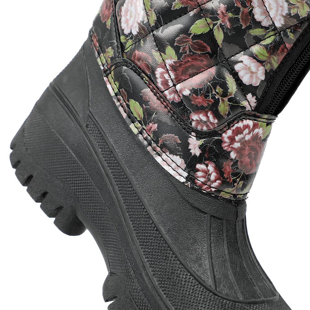 Fleece-Lined Snow Boots - SHINN40001 / 326 402 - Black Rose Floral - Image 5
