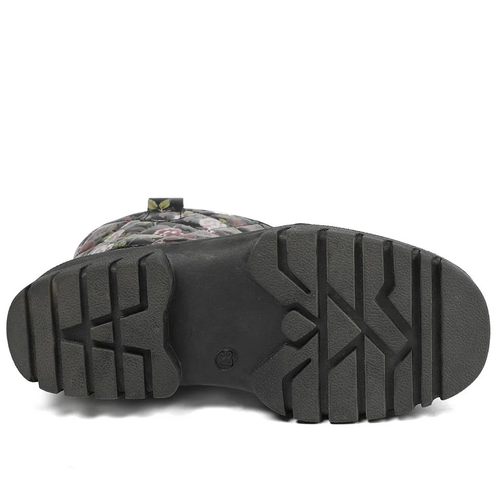 Fleece-Lined Snow Boots - SHINN40001 / 326 402 - Black Rose Floral - Image 7