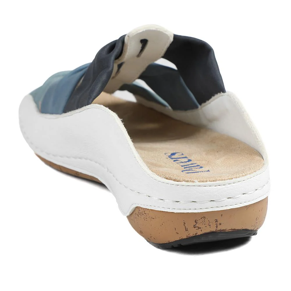 Flexible Triple Bow Cushioned Sandals - WBINS43014 / 329 090 - Navy - White - Image 3