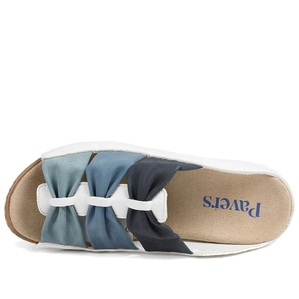 Flexible Triple Bow Cushioned Sandals - WBINS43014 / 329 090 - Navy - White - Image 4