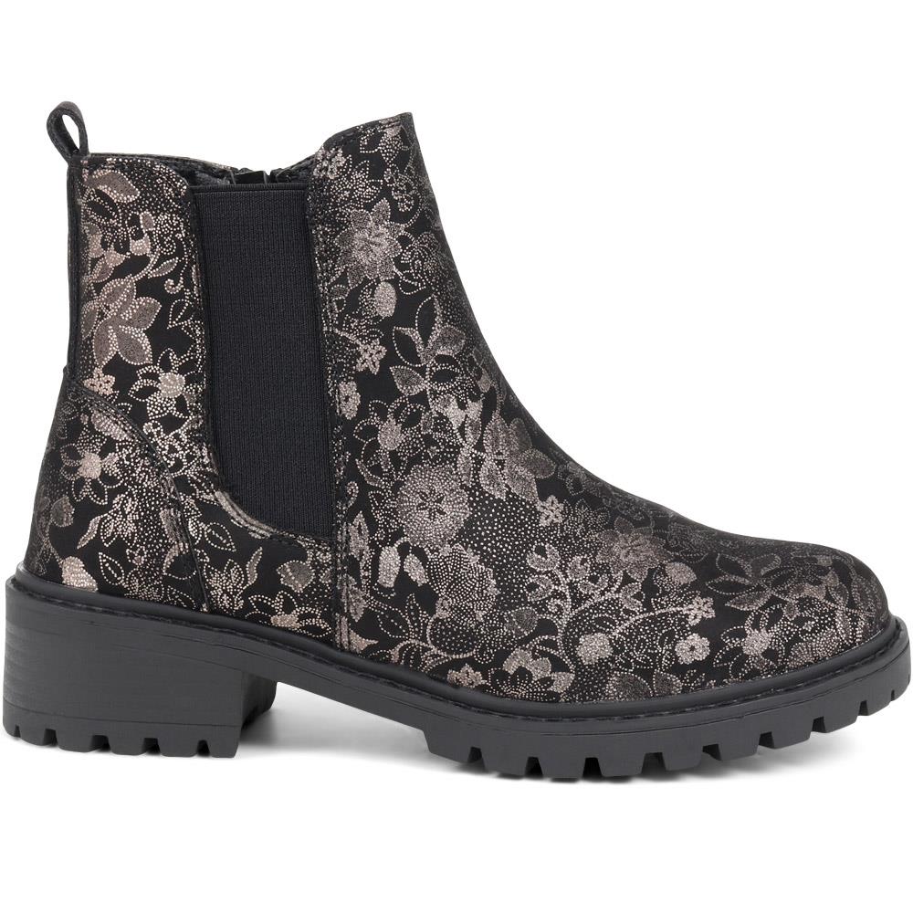 Floral Chelsea Boots - WBINS38037 / 324 119 - Black Floral - Image 2
