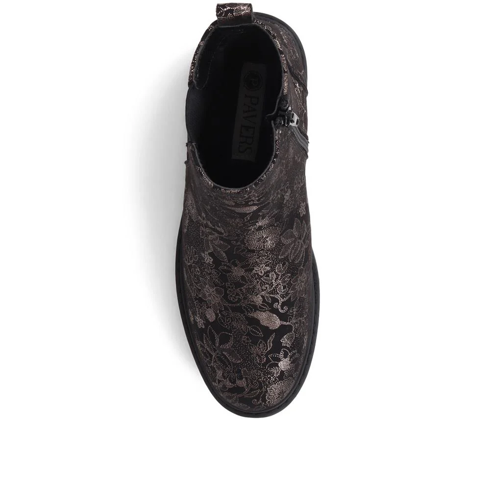 Floral Chelsea Boots - WBINS38037 / 324 119 - Black Floral - Image 5