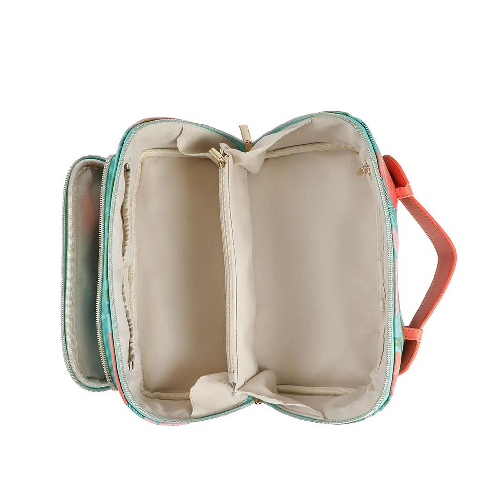 Tropical Multi Compartment Cosmetic Bag - HTZ43003 / 329 170 - Teal Multi - Image 5