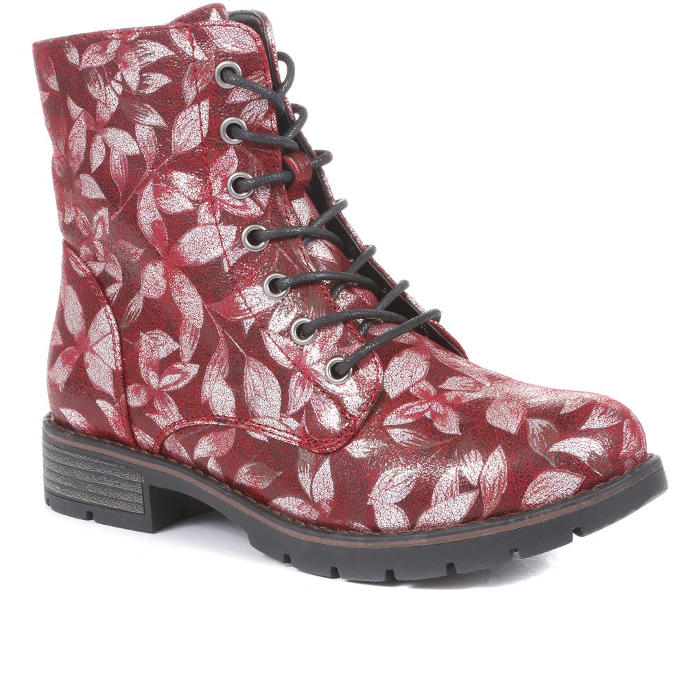 Floral Lace-Up Ankle Boots - WBINS32015 / 318 884 - Image 2