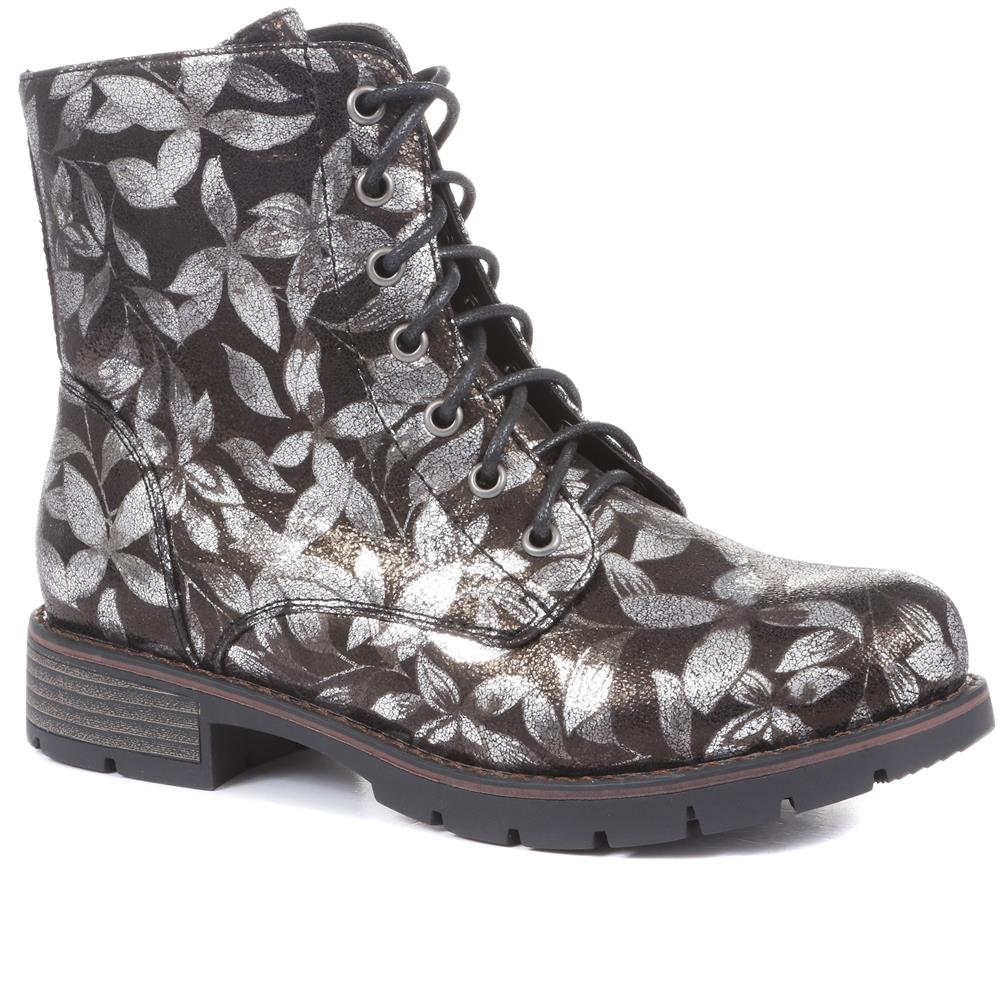 Floral Lace-Up Ankle Boots - WBINS32015 / 318 884 - Image 3