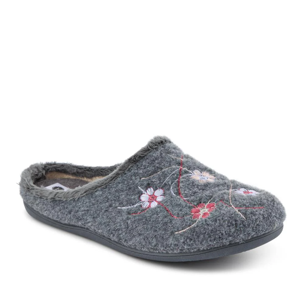 Floral Pattern Mule Slippers - BONAD42001 / 328 336 - Grey