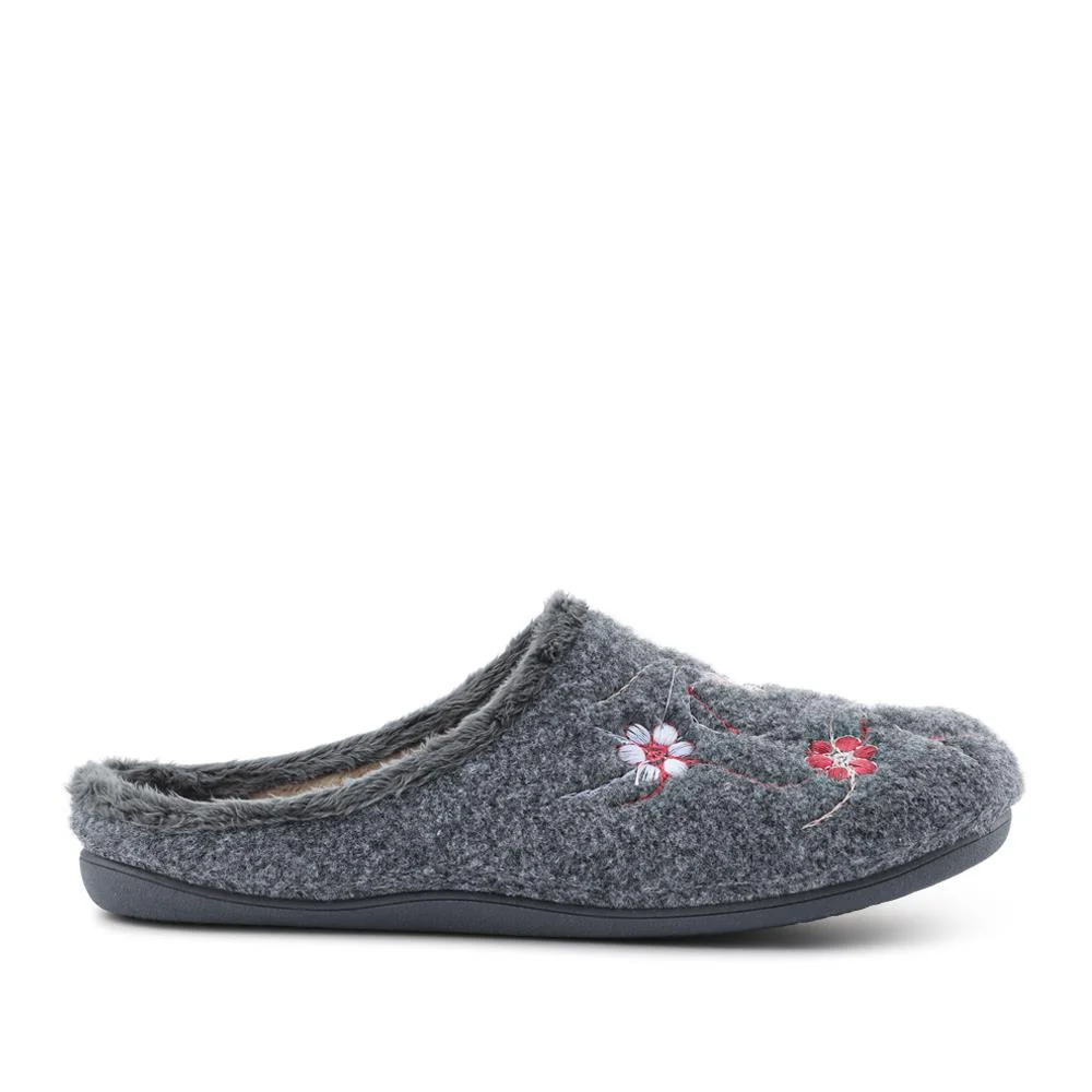 Floral Pattern Mule Slippers - BONAD42001 / 328 336 - Grey - Image 2