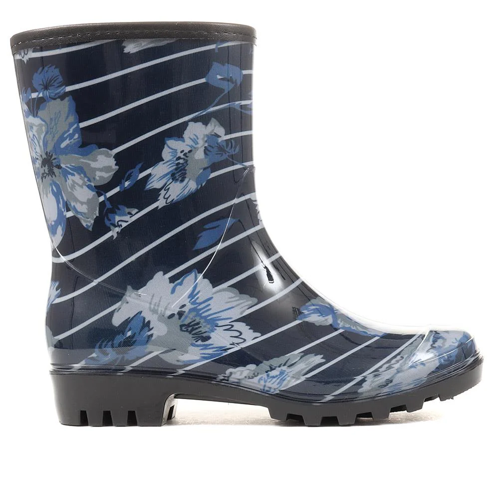 Floral Print Calf-length Wellies - ITAJA36005 / 323 127 - Navy - Image 2