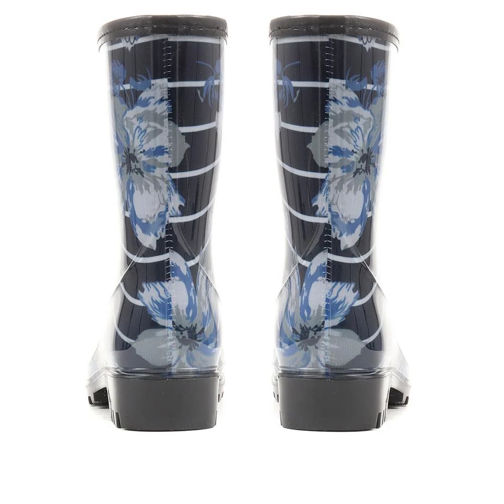 Floral Print Calf-length Wellies - ITAJA36005 / 323 127 - Navy - Image 3