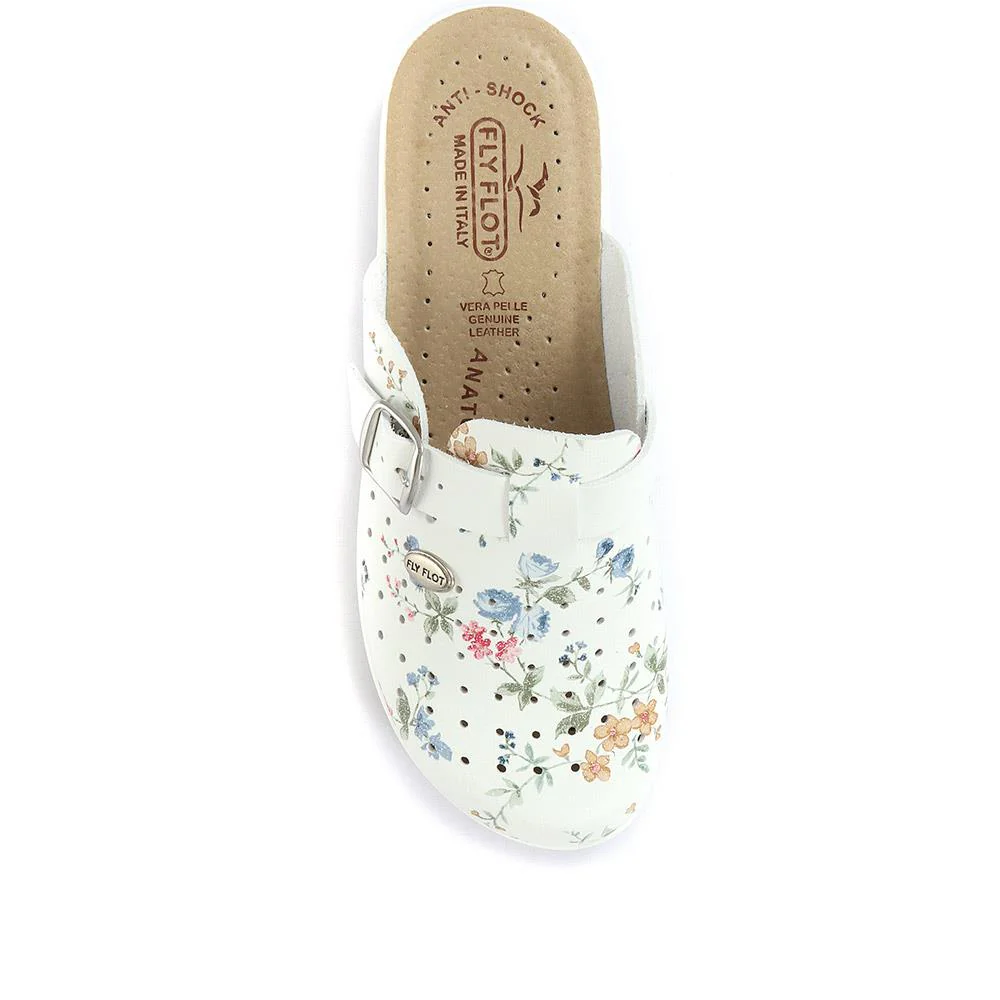Floral Print Clogs - FLY29028 / 313 800 - White Floral - Image 4