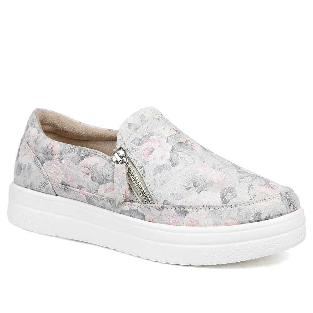 EasyFit Extra Wide Zip Detail Slip On Shoes - PETAL / 329 168 - Floral