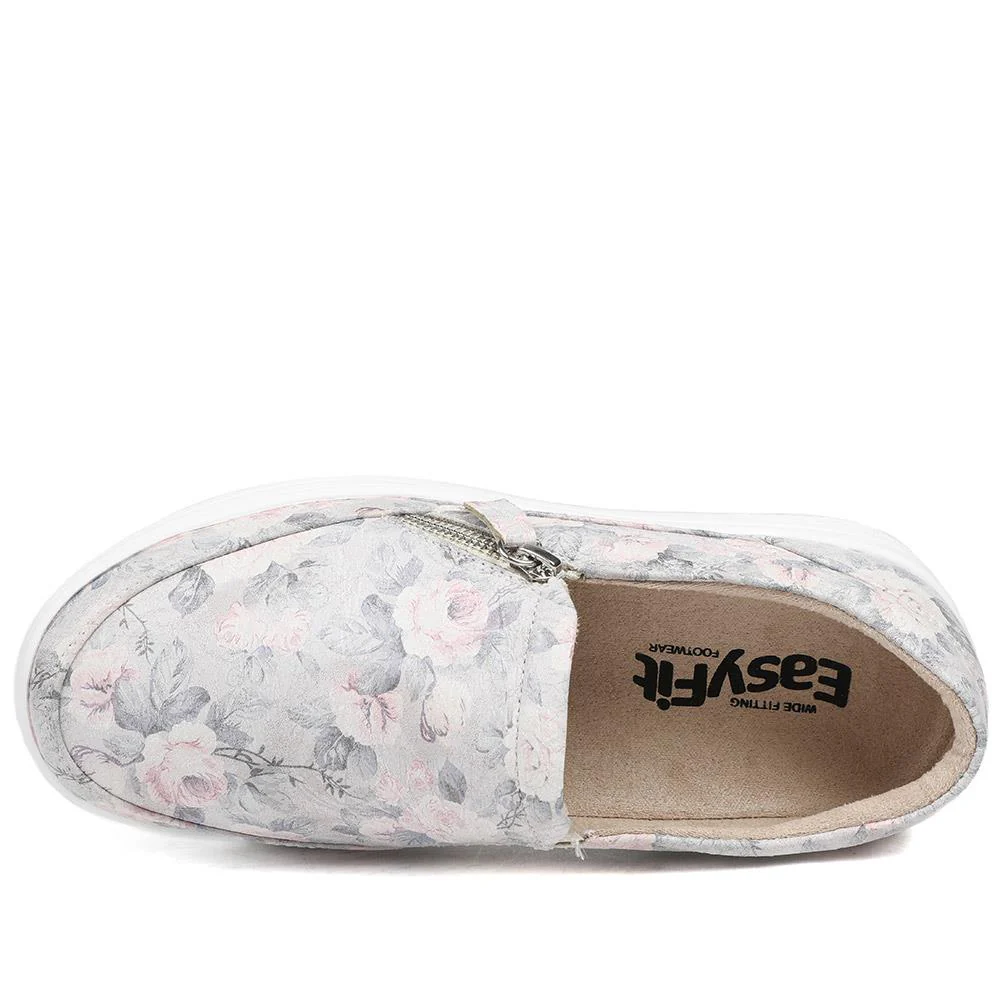 EasyFit Extra Wide Zip Detail Slip On Shoes - PETAL / 329 168 - Floral - Image 5