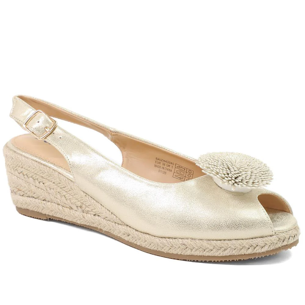 Flower Detail Peep Toe Wedge Sandals - BAIZH43040 / 329 259