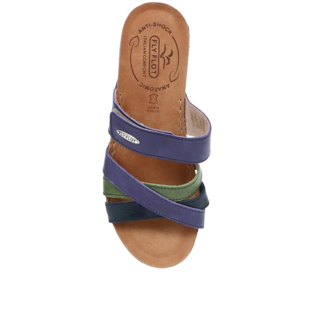 Fly Flot Leather Cross-Strap Mule Sandal - FLY35001 / 321 261 - Blue Multi - Image 4