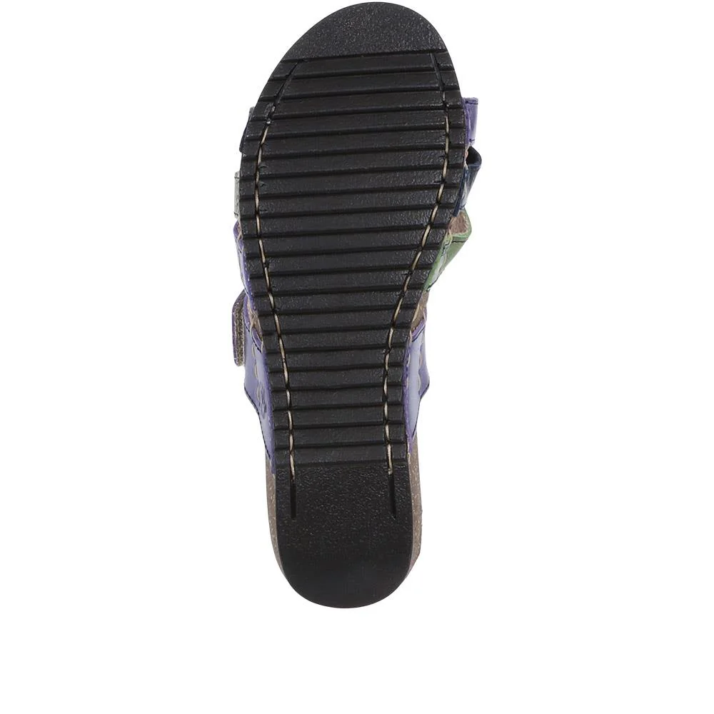Fly Flot Leather Cross-Strap Mule Sandal - FLY35001 / 321 261 - Blue Multi - Image 5
