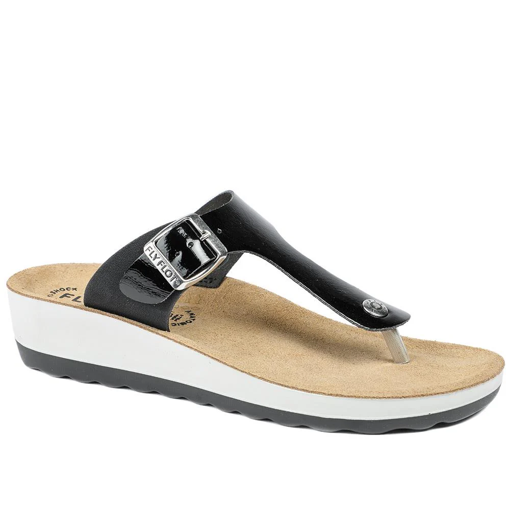 FlyFlot Toe Post Sandals - FLY37045 / 323 200 - Black Patent