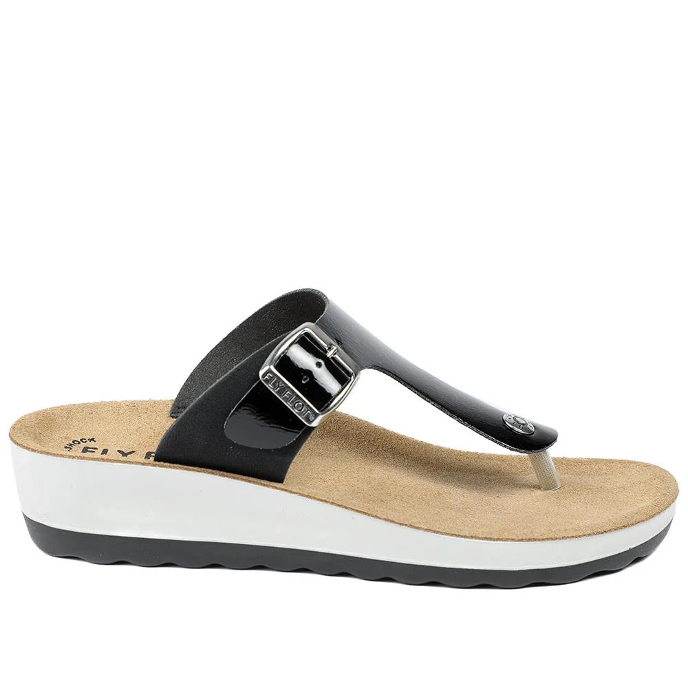FlyFlot Toe Post Sandals - FLY37045 / 323 200 - Black Patent - Image 3