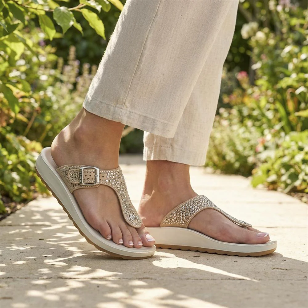 Flyflot Buckled Toe Post Sandals - FLY43002 / 328 641 - Beige - Image 2
