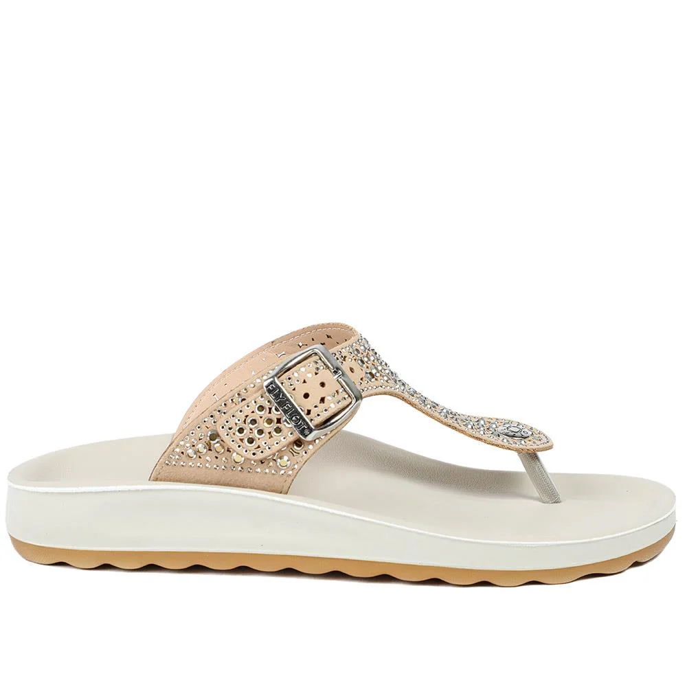 Flyflot Buckled Toe Post Sandals - FLY43002 / 328 641 - Beige - Image 3