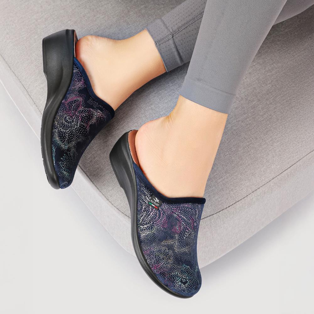 FlyFlot Engraved Self-Moulding Mules - FLY42002 / 327 719 - Navy - Image 5