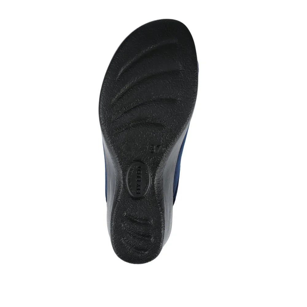 FlyFlot Engraved Self-Moulding Mules - FLY42002 / 327 719 - Navy - Image 6