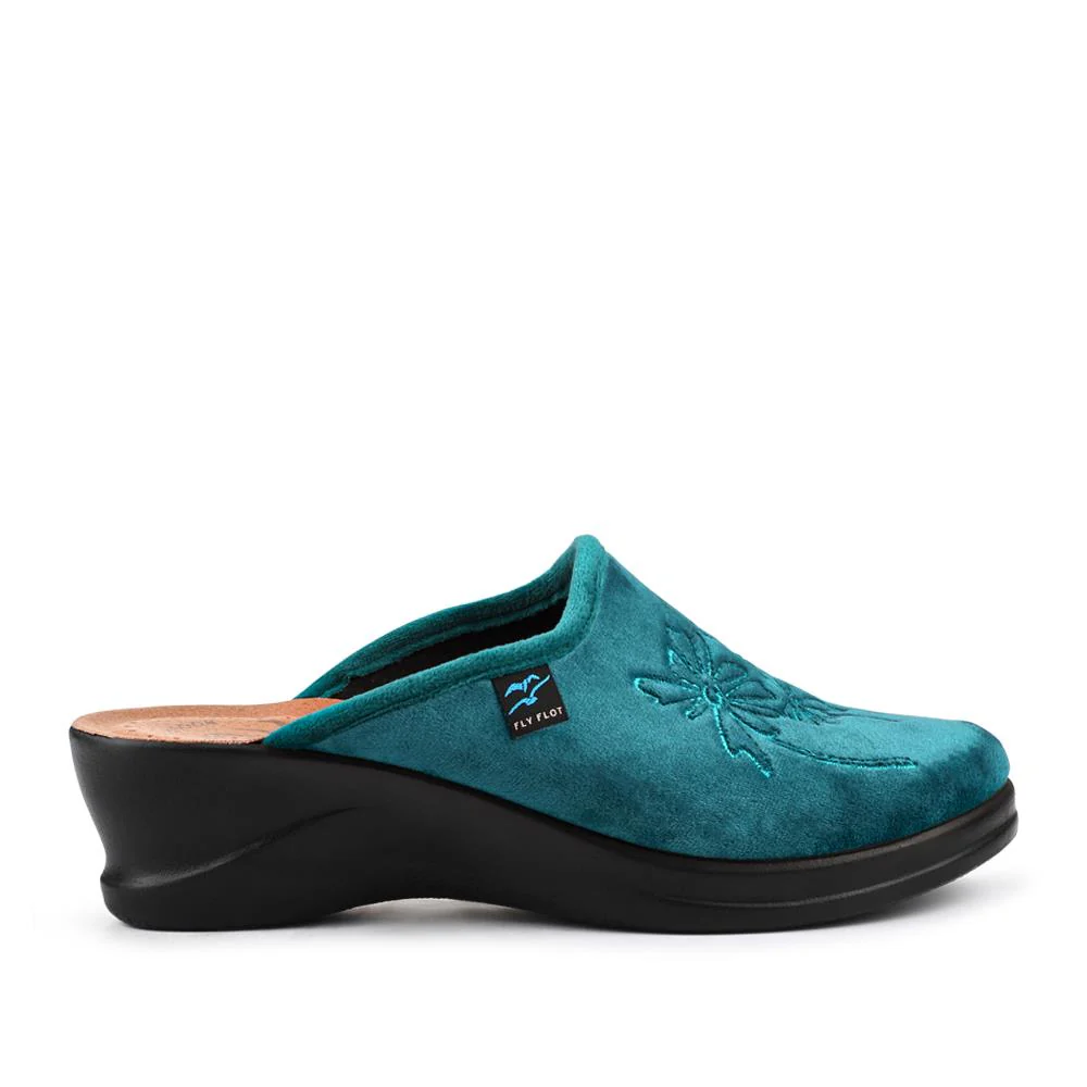 FlyFlot Engraved Self-Moulding Mules - FLY42002 / 327 719 - Teal - Image 2