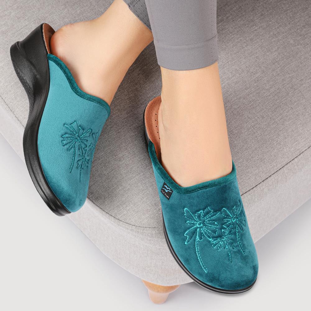 FlyFlot Engraved Self-Moulding Mules - FLY42002 / 327 719 - Teal - Image 5