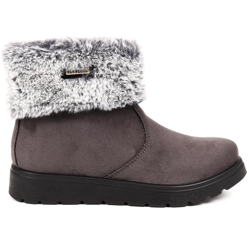 Flyflot Faux Fur Trimmed Ankle Boots - FLY38051 / 324 081 - Grey - Image 2