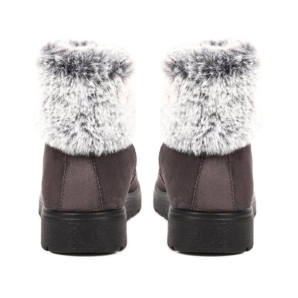 Flyflot Faux Fur Trimmed Ankle Boots - FLY38051 / 324 081 - Grey - Image 3