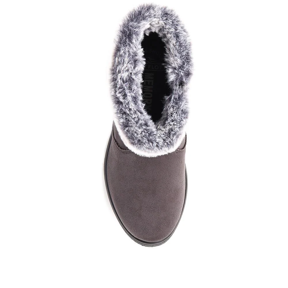 Flyflot Faux Fur Trimmed Ankle Boots - FLY38051 / 324 081 - Grey - Image 4