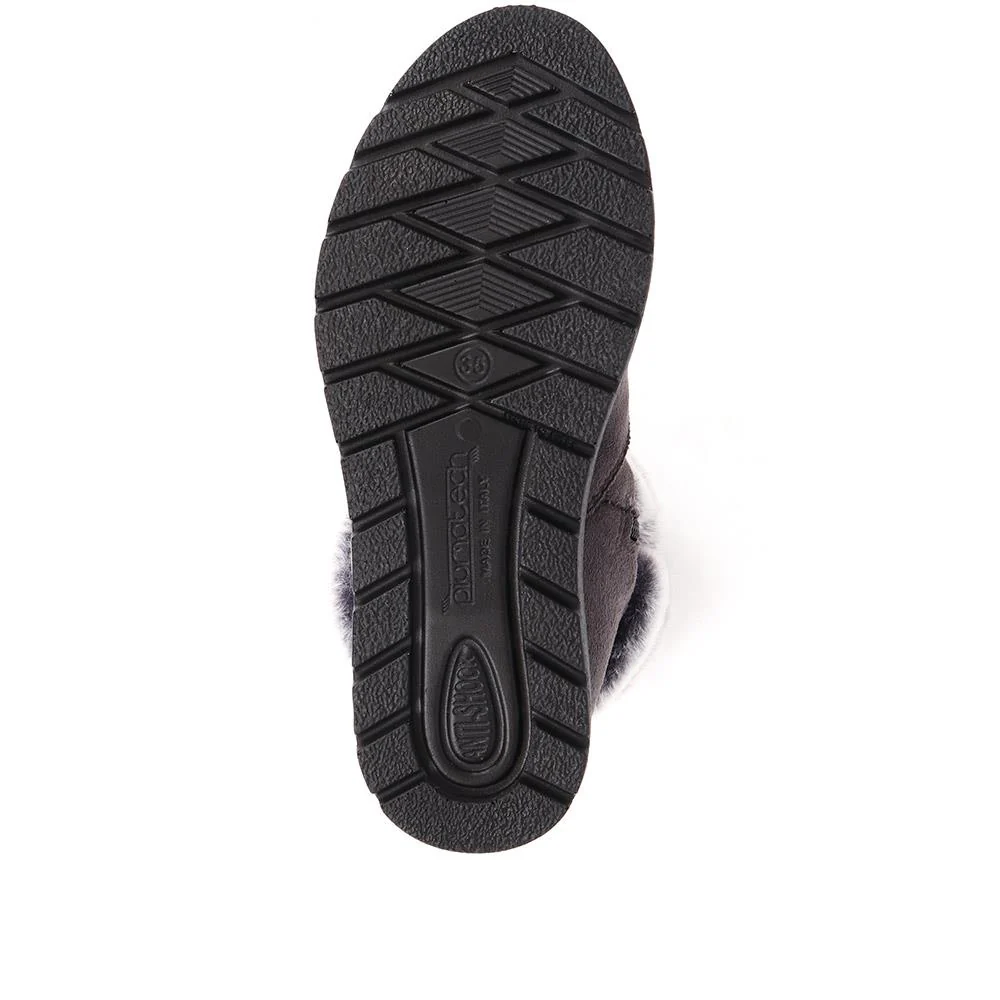 Flyflot Faux Fur Trimmed Ankle Boots - FLY38051 / 324 081 - Grey - Image 5