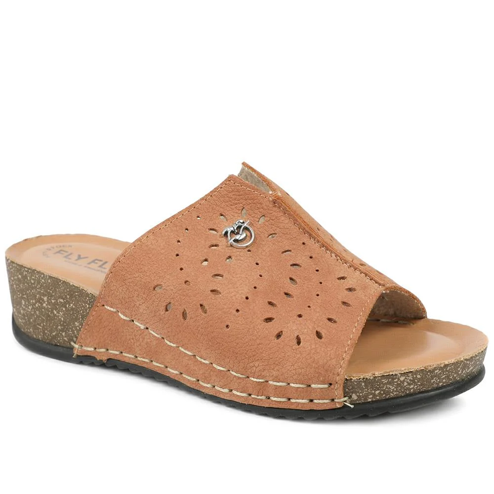 Flyflot Leather Mule Sandals - FLY43012 / 328 649 - Tan