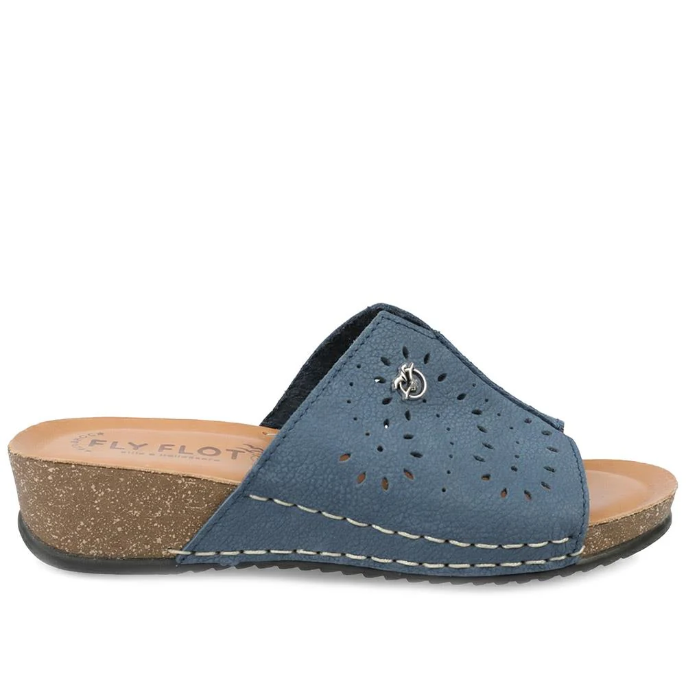 Flyflot Leather Mule Sandals - FLY43012 / 328 649 - Blue - Image 2