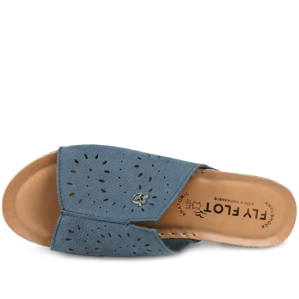 Flyflot Leather Mule Sandals - FLY43012 / 328 649 - Blue - Image 4