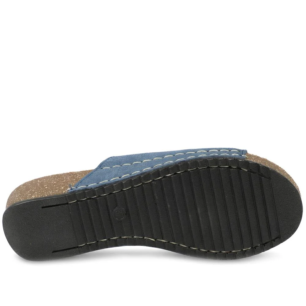 Flyflot Leather Mule Sandals - FLY43012 / 328 649 - Blue - Image 5