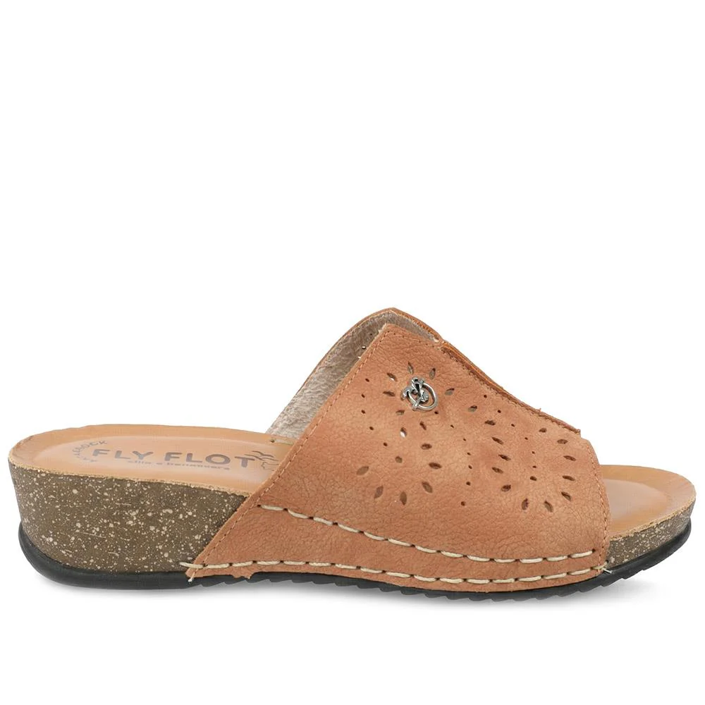 Flyflot Leather Mule Sandals - FLY43012 / 328 649 - Tan - Image 2