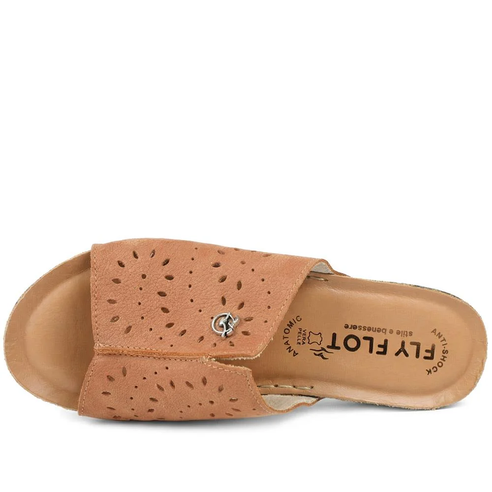 Flyflot Leather Mule Sandals - FLY43012 / 328 649 - Tan - Image 4
