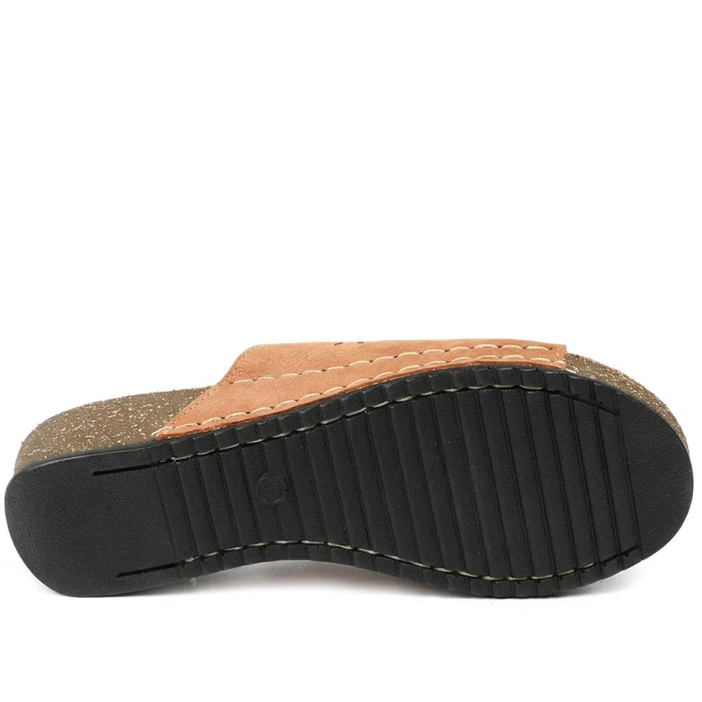 Flyflot Leather Mule Sandals - FLY43012 / 328 649 - Tan - Image 5