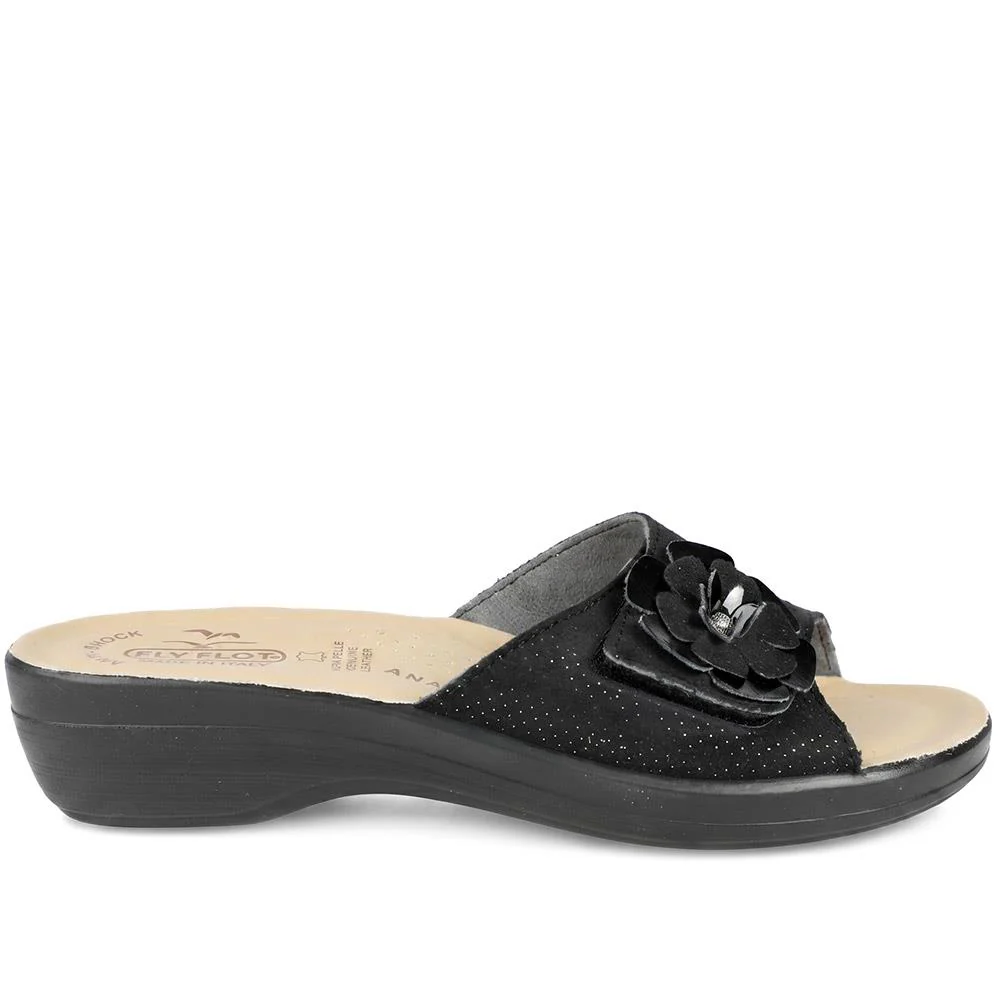 FlyFlot Leather Mule Sandals - FLY43017 / 328 654 - Black - Image 3