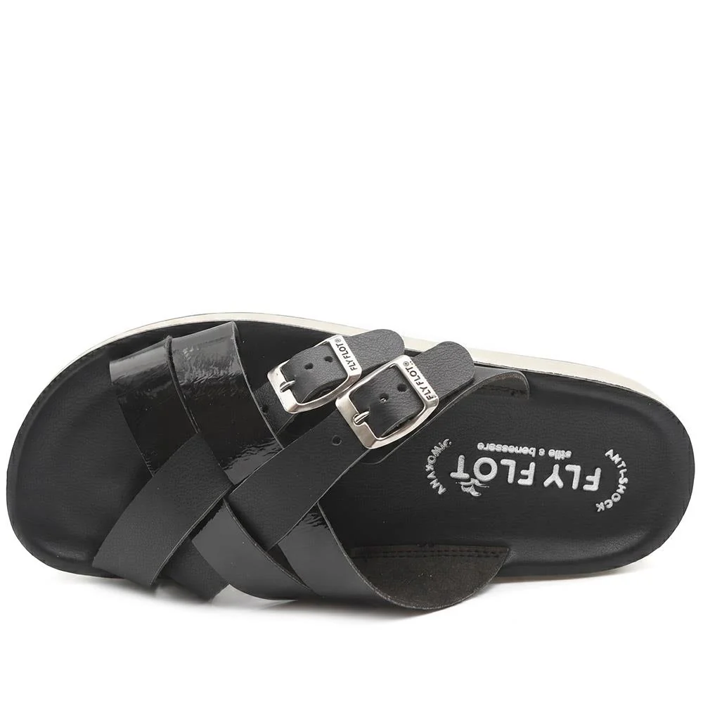 Flyflot Strappy Dual Buckle Slip On Sandals - FLY43010 / 328 646 - Black - Image 5