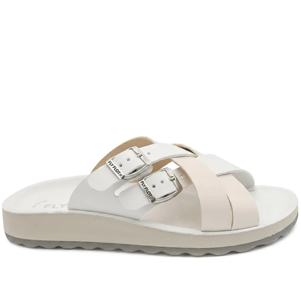 Flyflot Strappy Dual Buckle Slip On Sandals - FLY43010 / 328 646 - Ivory - Image 3