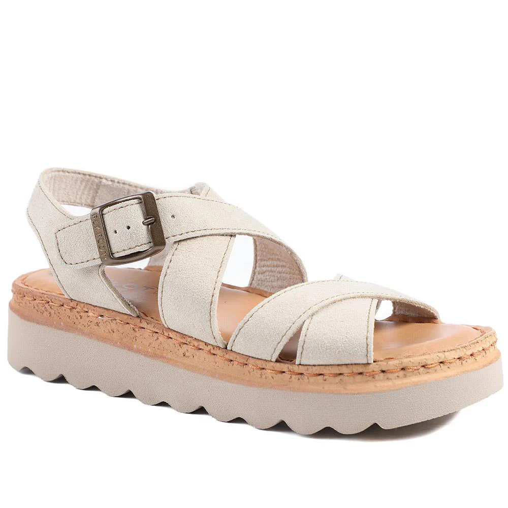 FlyFlot Wedge Heel Buckled Sandals - FLY43007 / 328 656 - Beige