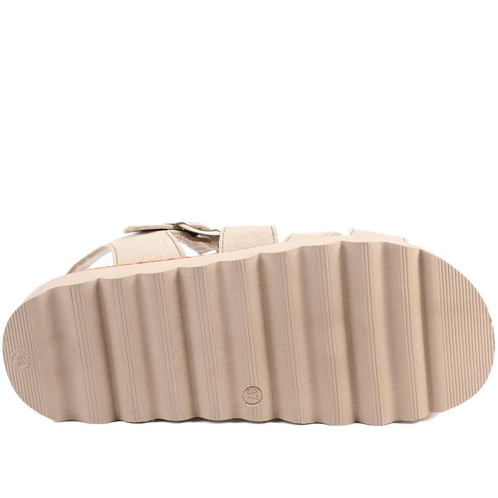 FlyFlot Wedge Heel Buckled Sandals - FLY43007 / 328 656 - Beige - Image 5
