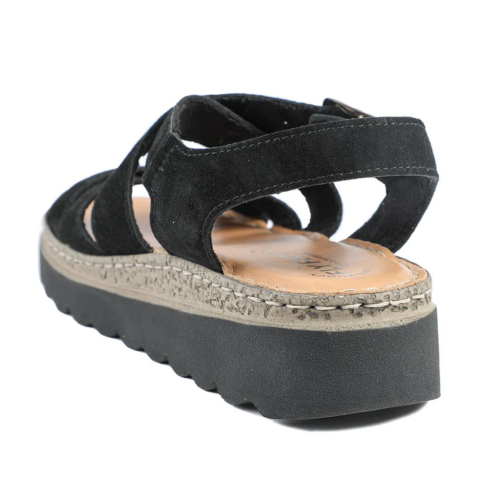 FlyFlot Wedge Heel Buckled Sandals - FLY43007 / 328 656 - Black - Image 4